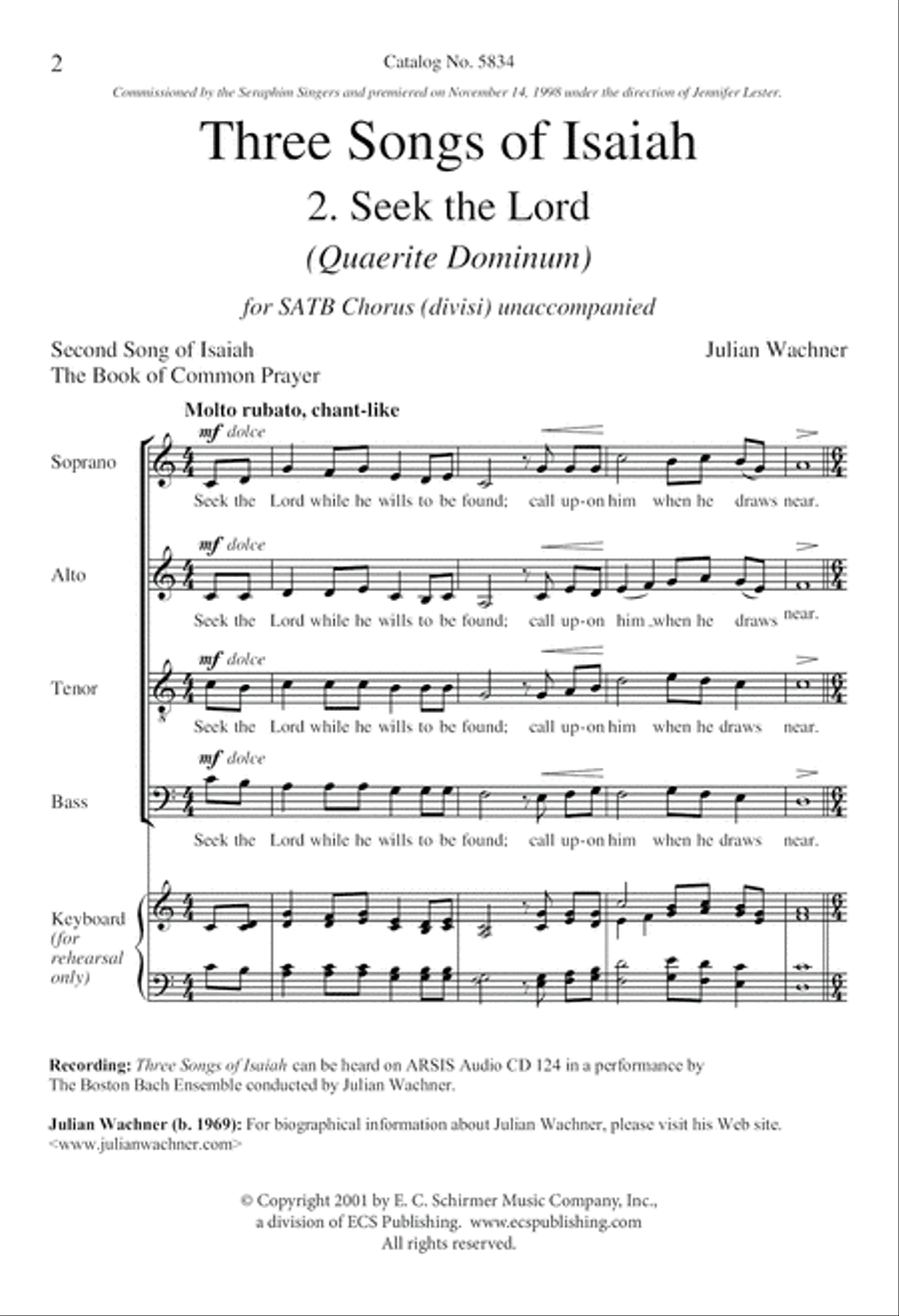 Three Songs of Isaiah: 2. Seek the Lord (Quaerite Dominum) Divisi scores gallery preview page 2