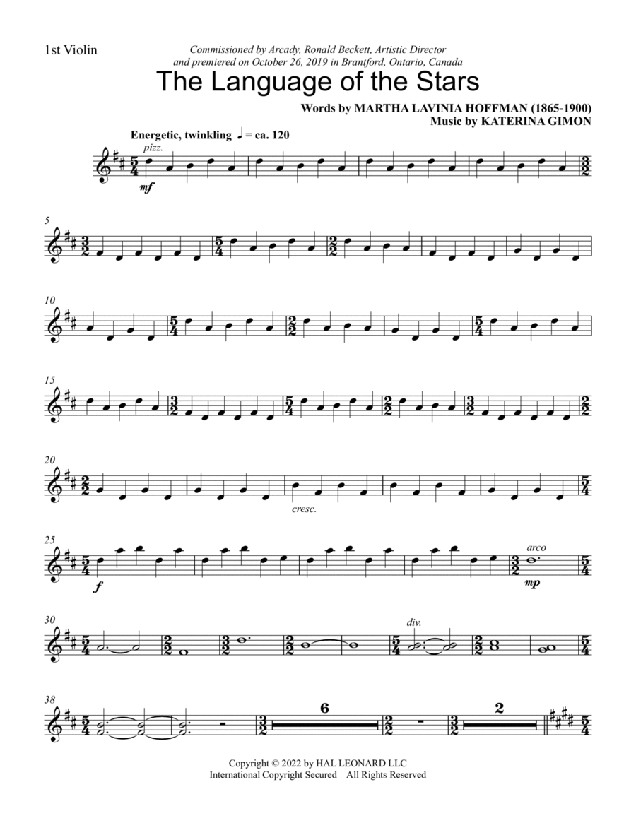 Language of the Stars (Full Orchestra) - Violin 1