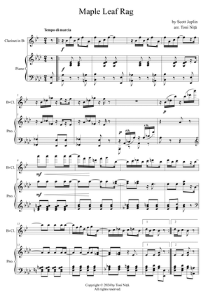 Maple Leaf Rag - Clarinet in Bb & Piano (score & parts)
