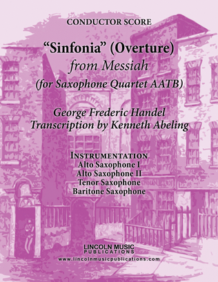 Book cover for Handel - Overture - Sinfonia from Messiah (for Saxophone Quartet AATB)