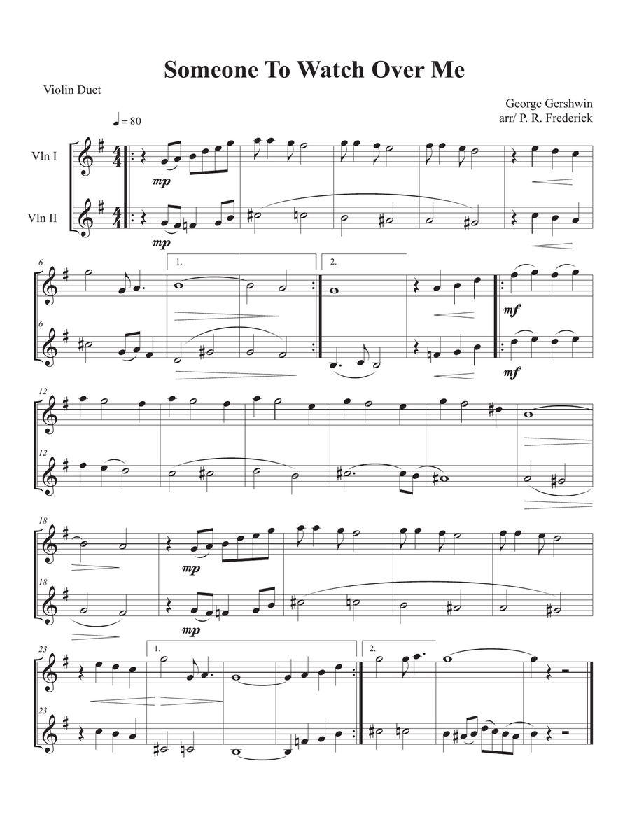 Someone To Watch Over Me String Duet scores gallery preview page 1