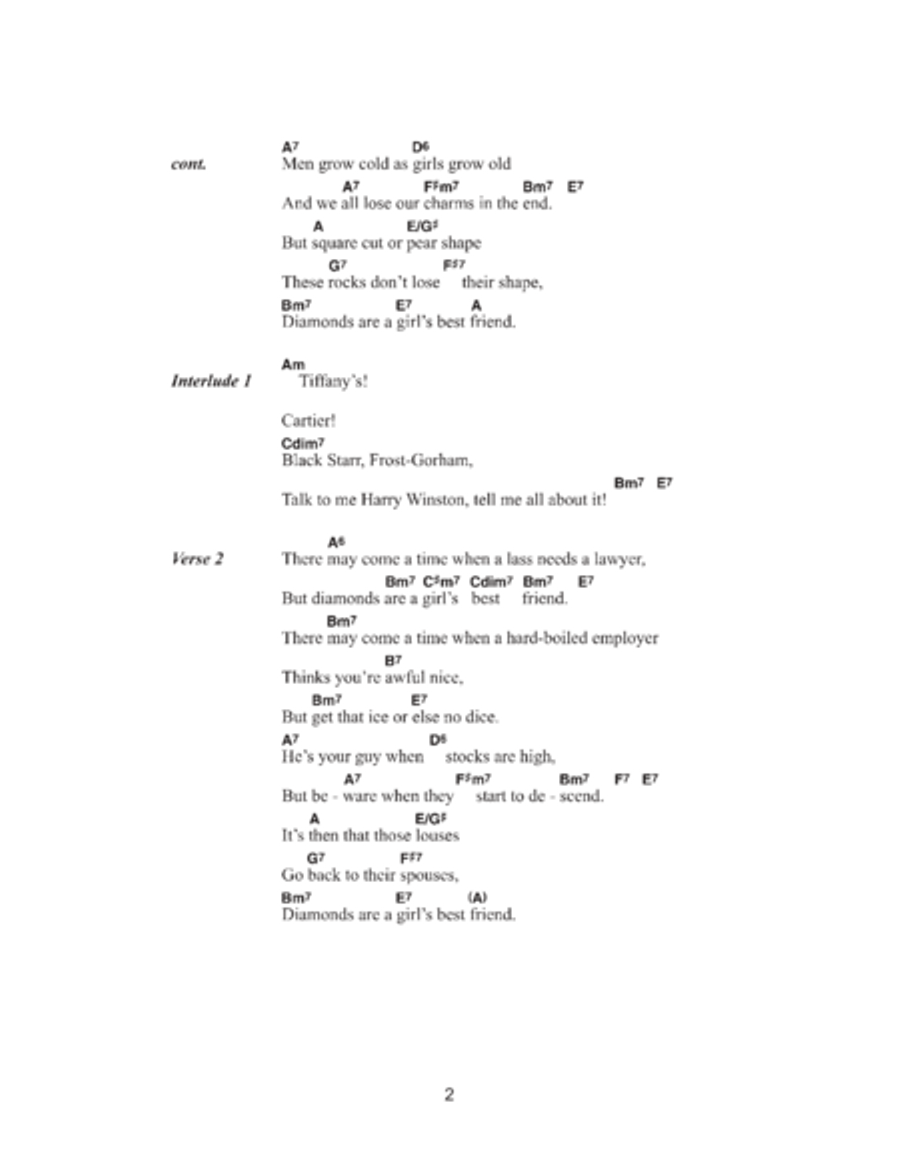 Diamonds Are A Girl's Best Friend (from Gentlemen Prefer Blondes) Acoustic Guitar scores gallery preview page 2