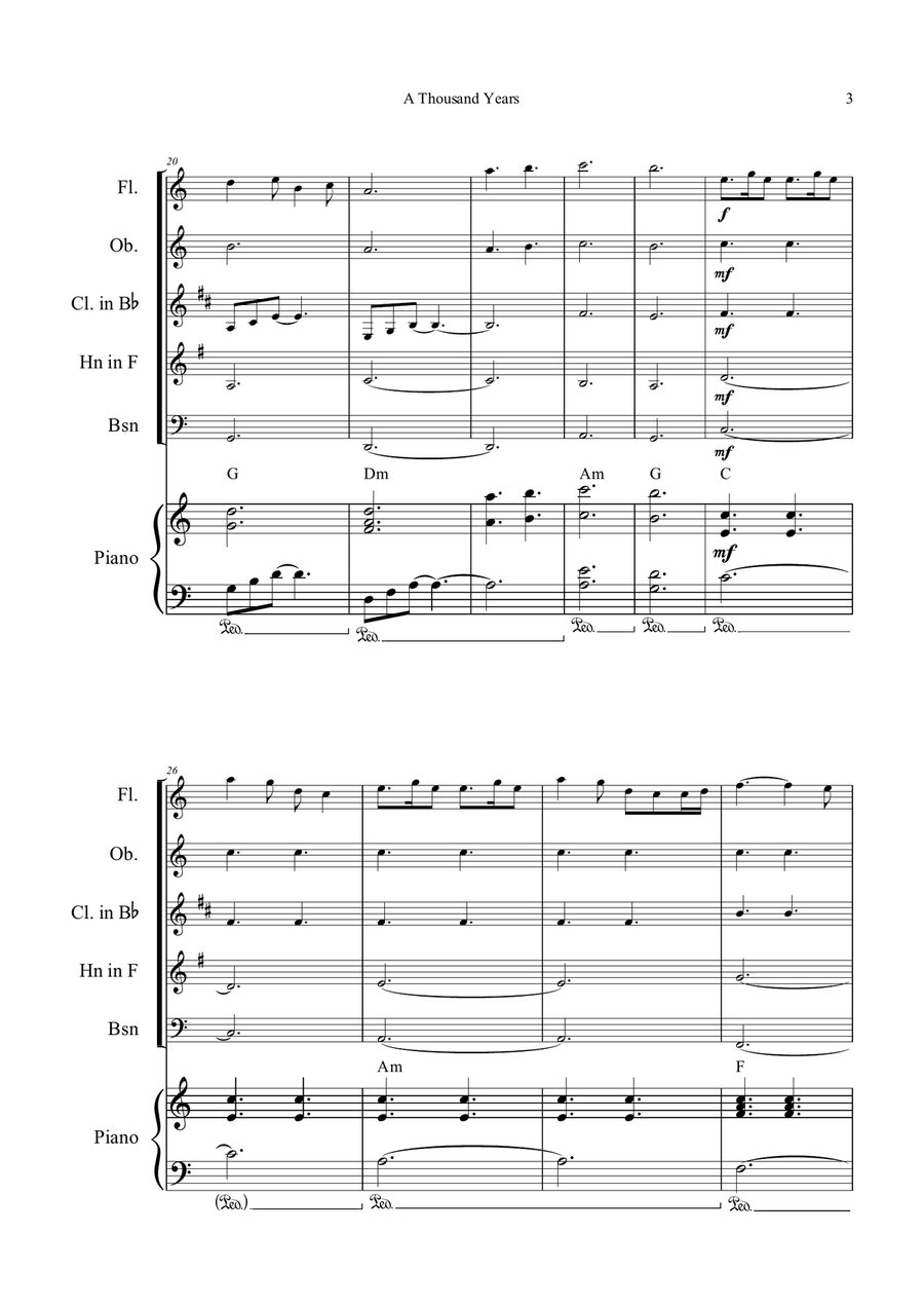 A Thousand Years Woodwind Quintet scores gallery preview page 3