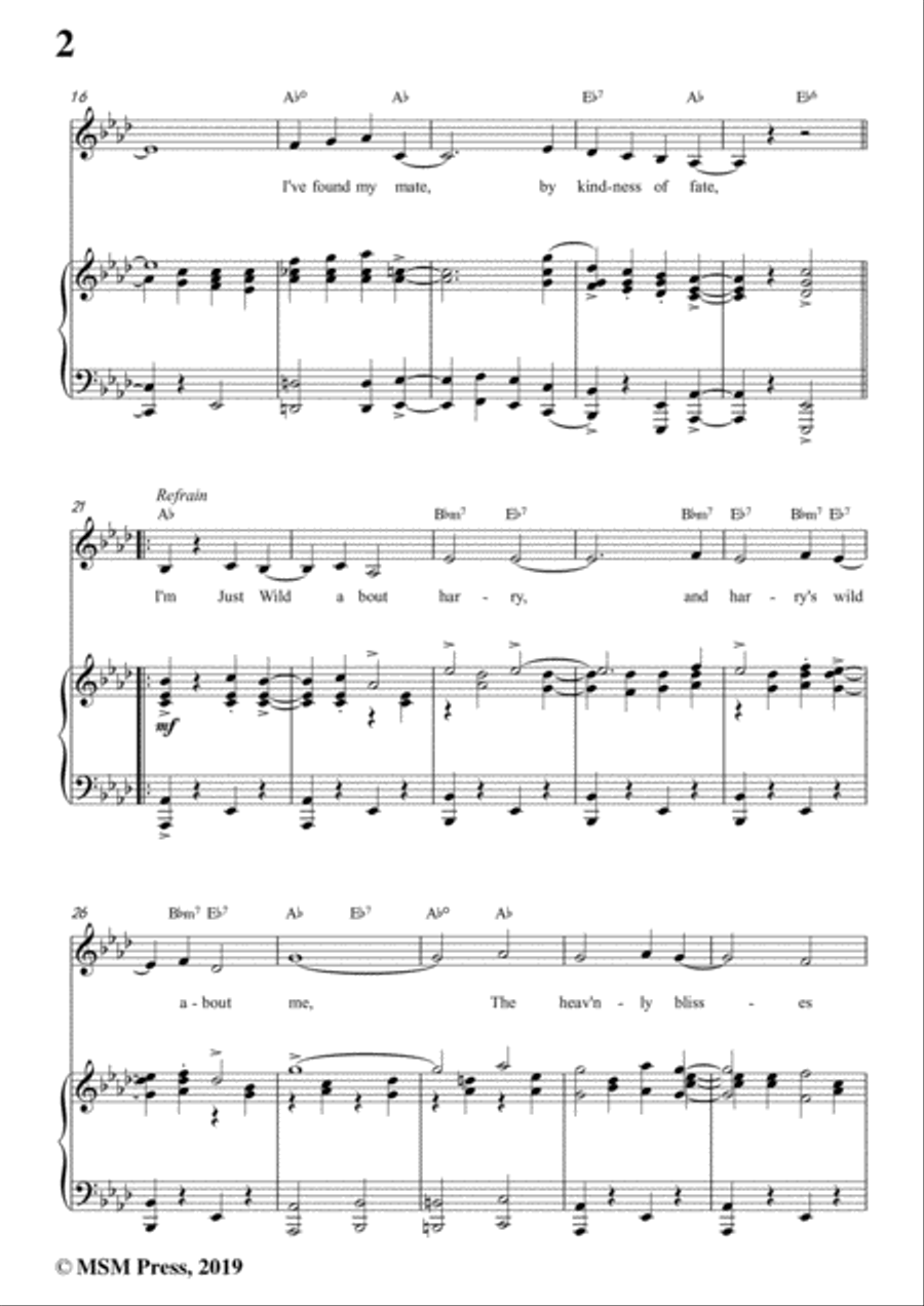 Eubie Blake-I'm Just Wild About Harry,in A flat Major,for Voice&Piano Voice scores gallery preview page 4