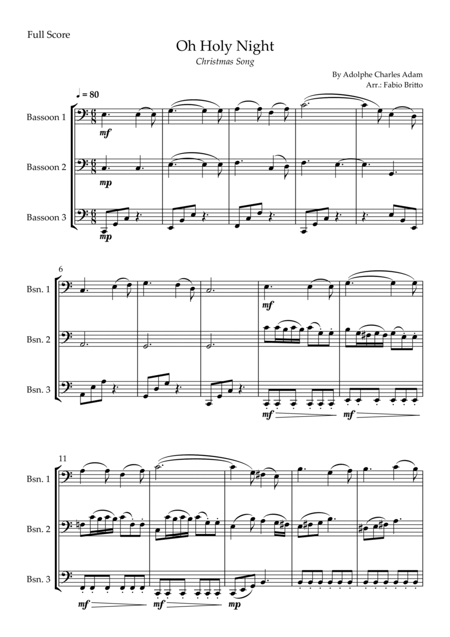 Oh Holly Night (Christmas Song) for Bassoon Trio Woodwind Trio scores gallery preview page 1