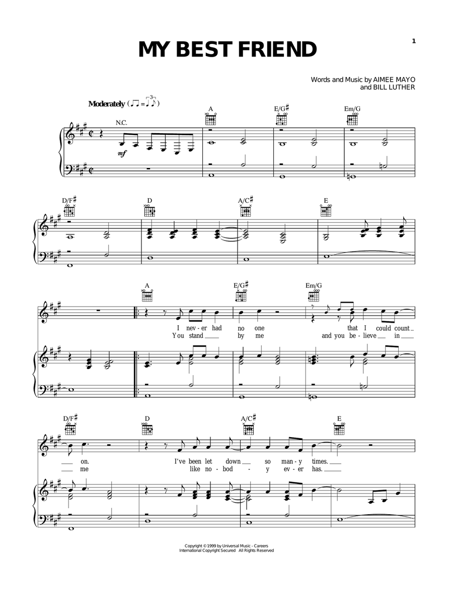 My Best Friend Piano, Vocal, Guitar scores gallery preview page 1