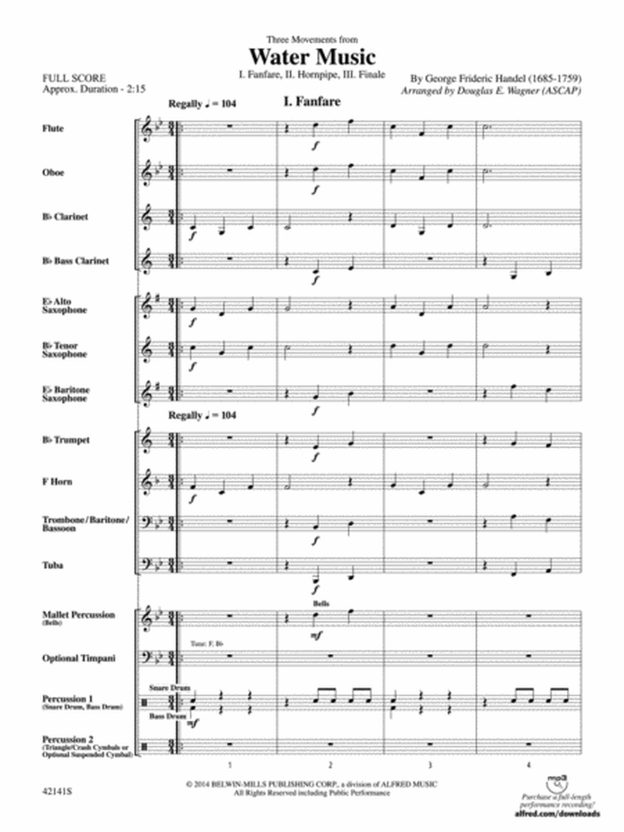 Three Movements from Water Music: Score
