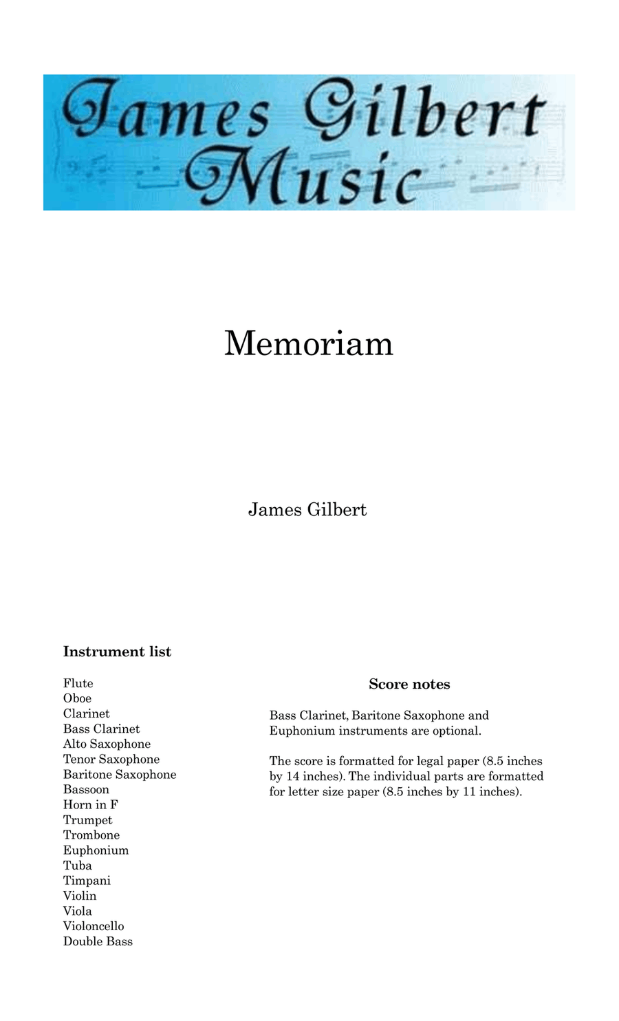 Memoriam Full Orchestra scores gallery preview page 1