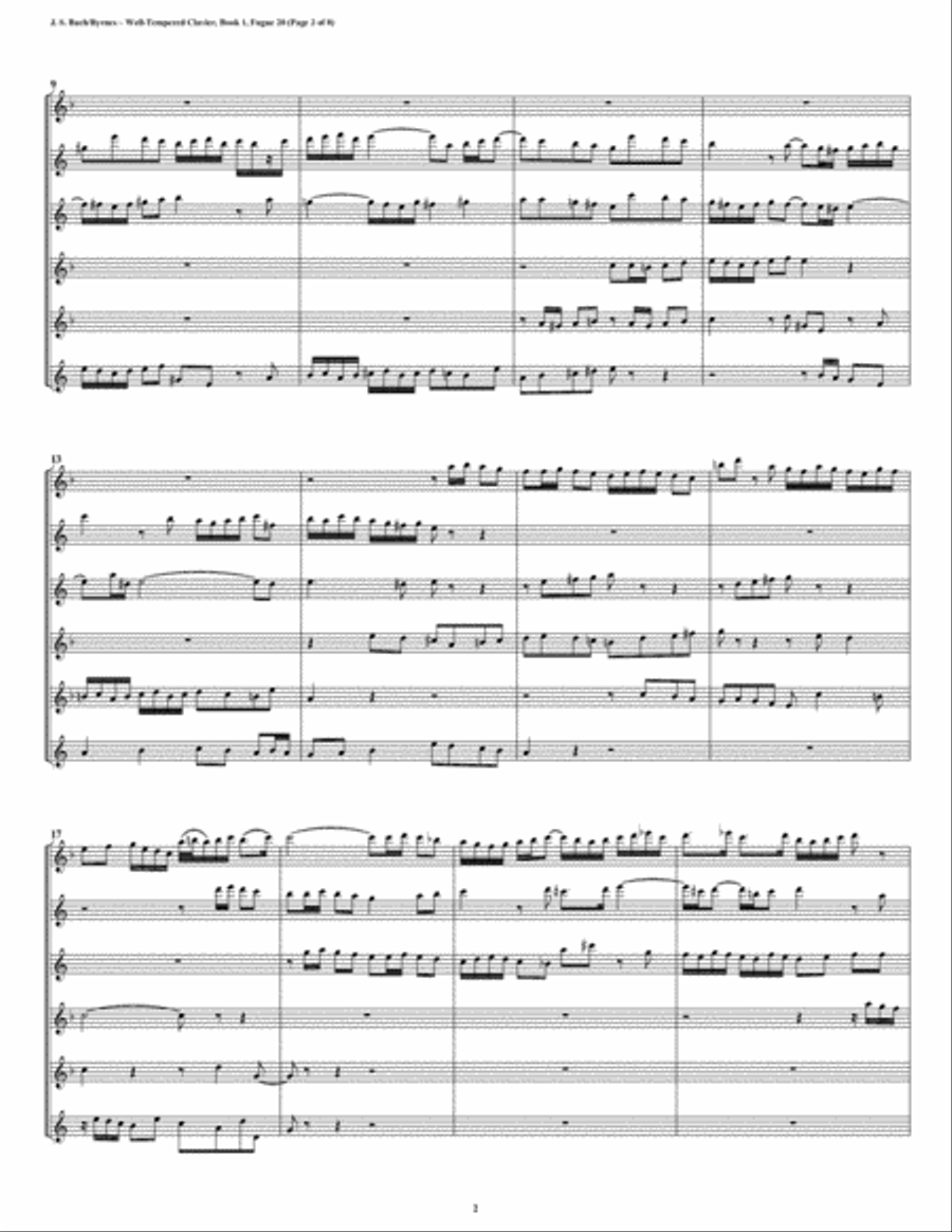 Fugue 20 from Well-Tempered Clavier, Book 1 (Saxophone Sextet) Woodwind Ensemble scores gallery preview page 2