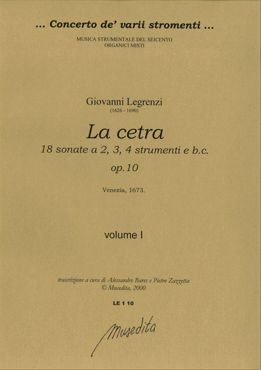 La cetra op.10 (Venezia, 1673) Basso Continuo scores gallery preview page 1
