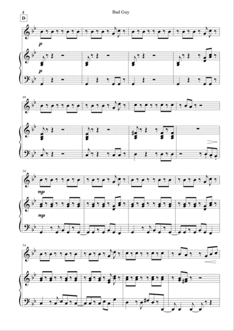 Bad Guy Small Ensemble scores gallery preview page 4