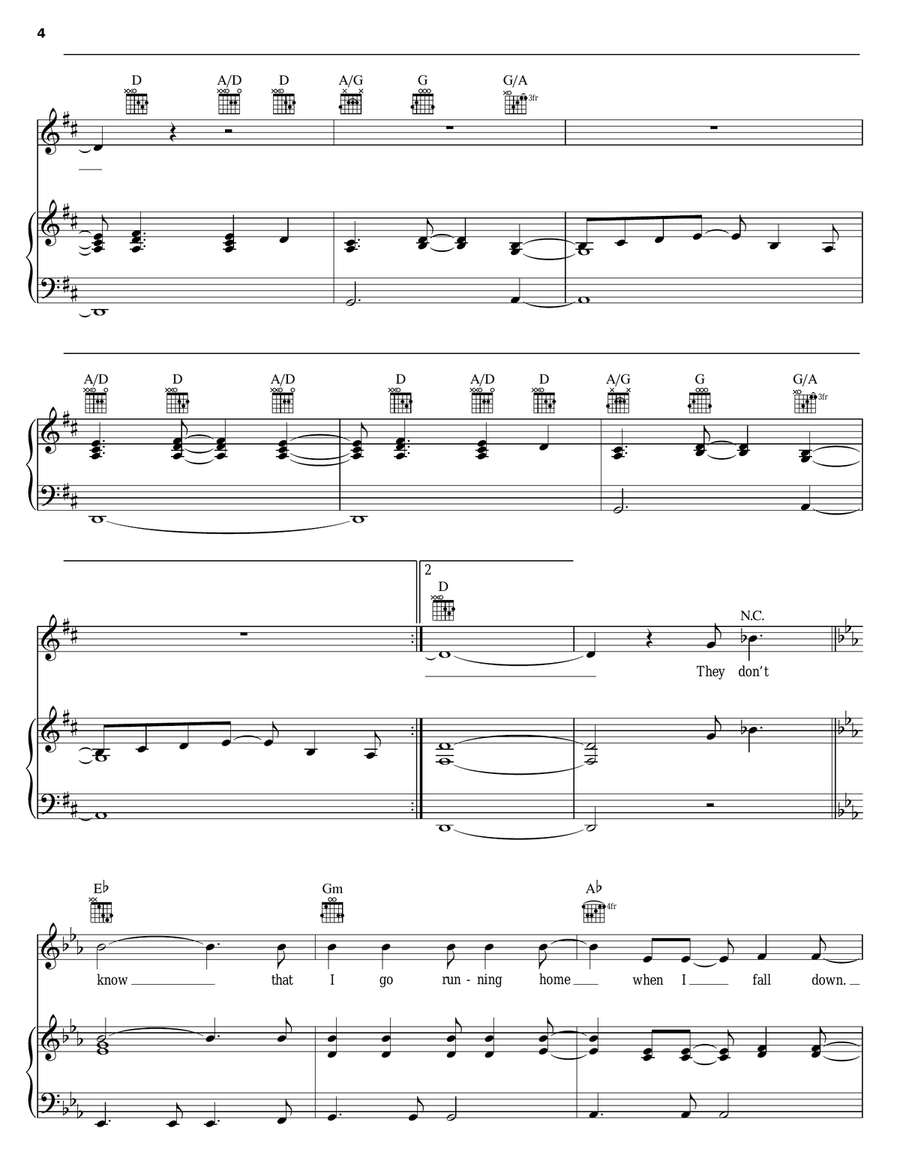 The Warrior Is A Child Piano, Vocal, Guitar scores gallery preview page 4