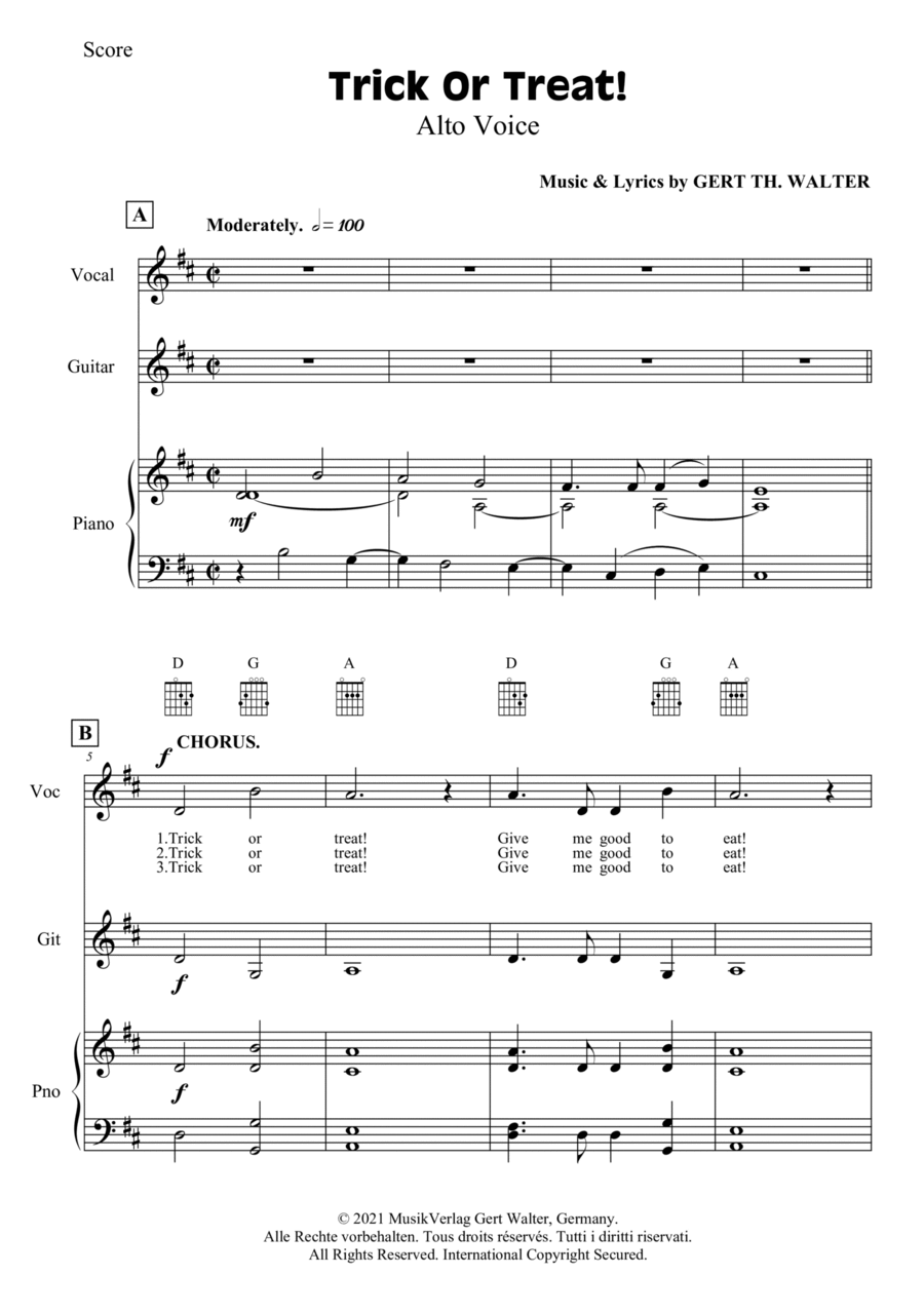 Trick Or Treat! Alto Voice scores gallery preview page 1