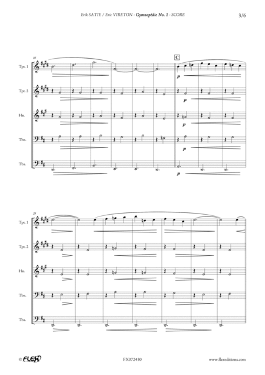 Gymnopedie No. 1 Gymnopedie No. 1 Brass Quintet scores gallery preview page 3