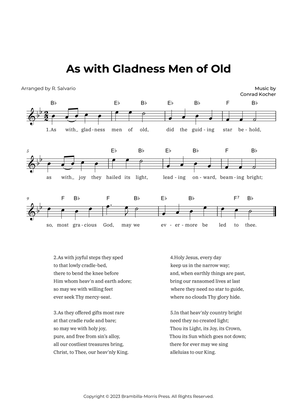 As with Gladness Men of Old (Key of B-Flat Major)