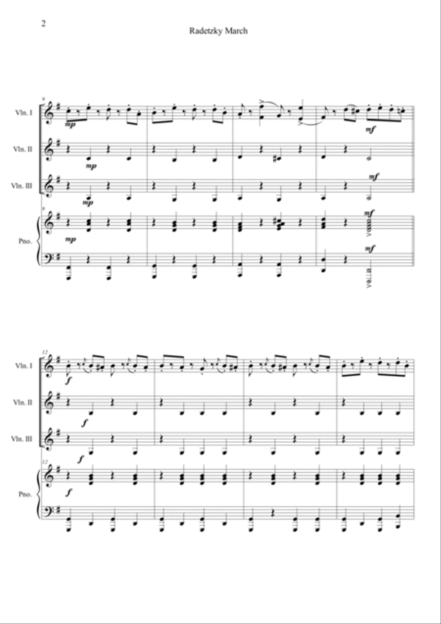Radetzky March in G Piano Quartet scores gallery preview page 2