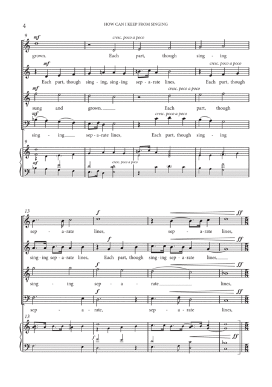 HOW CAN I KEEP FROM SINGING (SATB) 4-Part scores gallery preview page 4