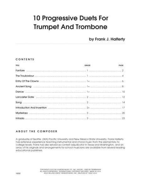 10 Progressive Duets For Trumpet And Trombone