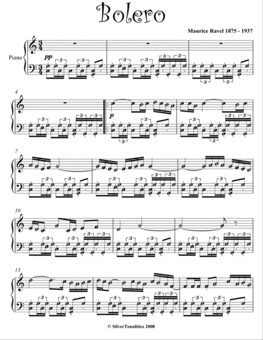 Bolero Easy Intermediate Piano Sheet Music Easy Piano scores gallery preview page 2
