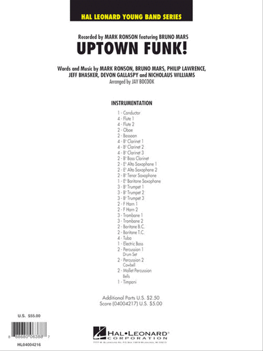 Uptown Funk! Concert Band scores gallery preview page 8