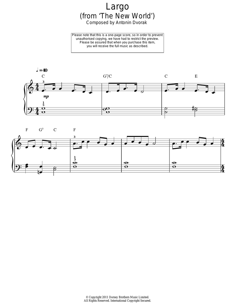 Largo (from The New World) Voice scores gallery preview page 1
