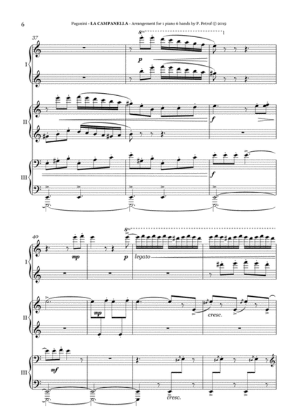 PAGANINI - La Campanella - 1 piano 6 hands, score and parts image number null