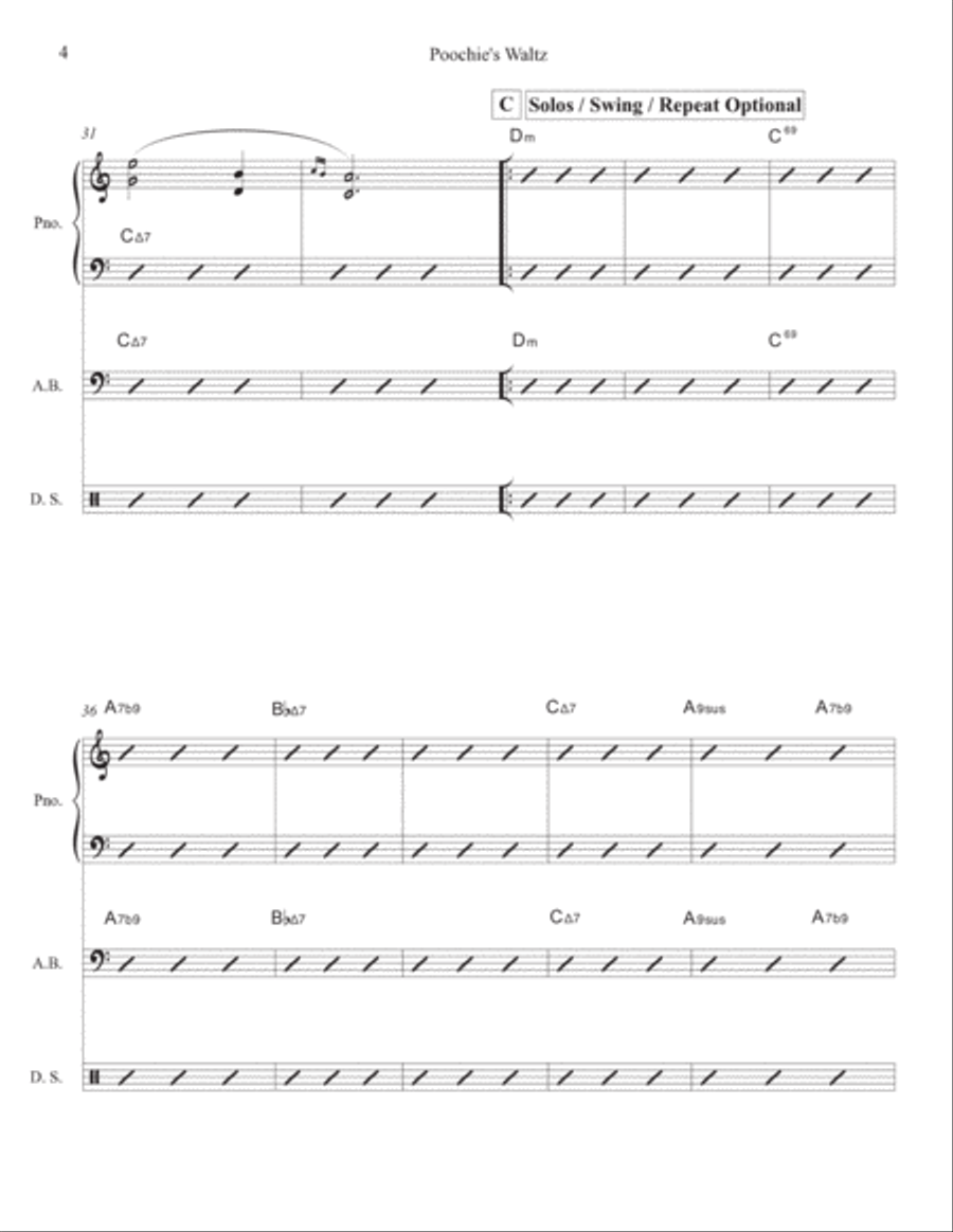 Poochie's Waltz (Trio) Jazz Ensemble scores gallery preview page 6