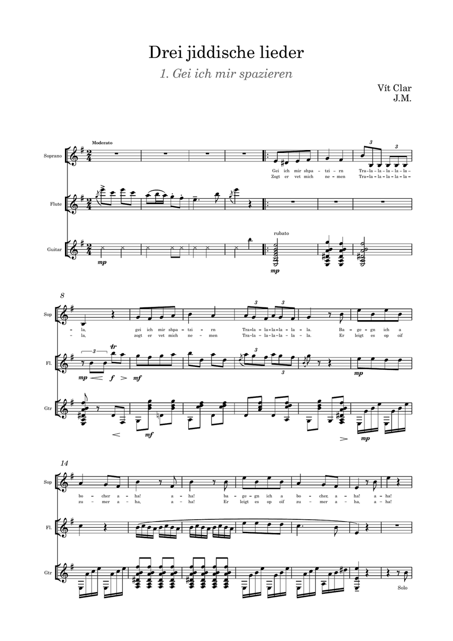 Clar: Three Jewish songs Small Ensemble scores gallery preview page 1