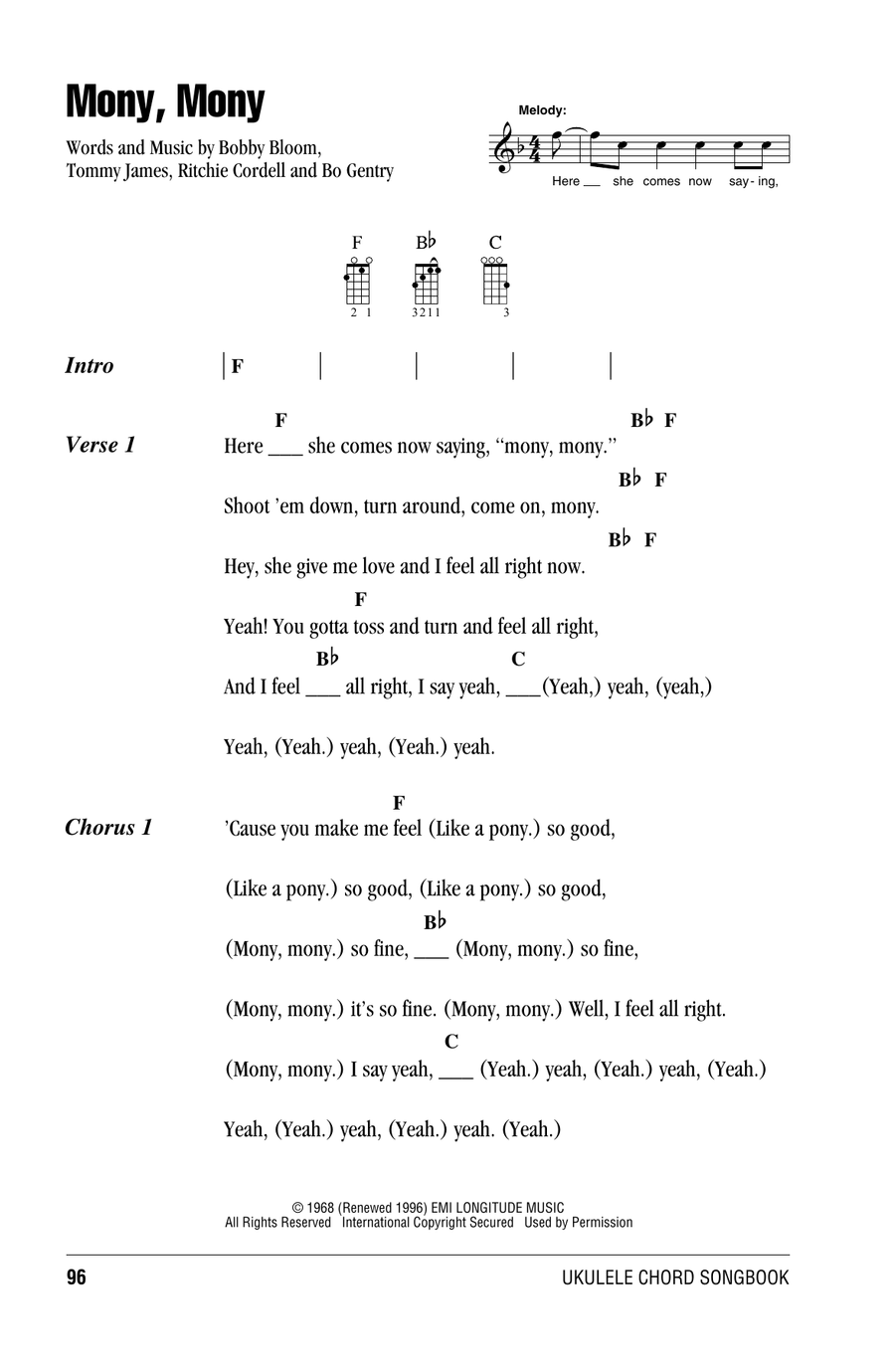 Mony, Mony Ukulele scores gallery preview page 1