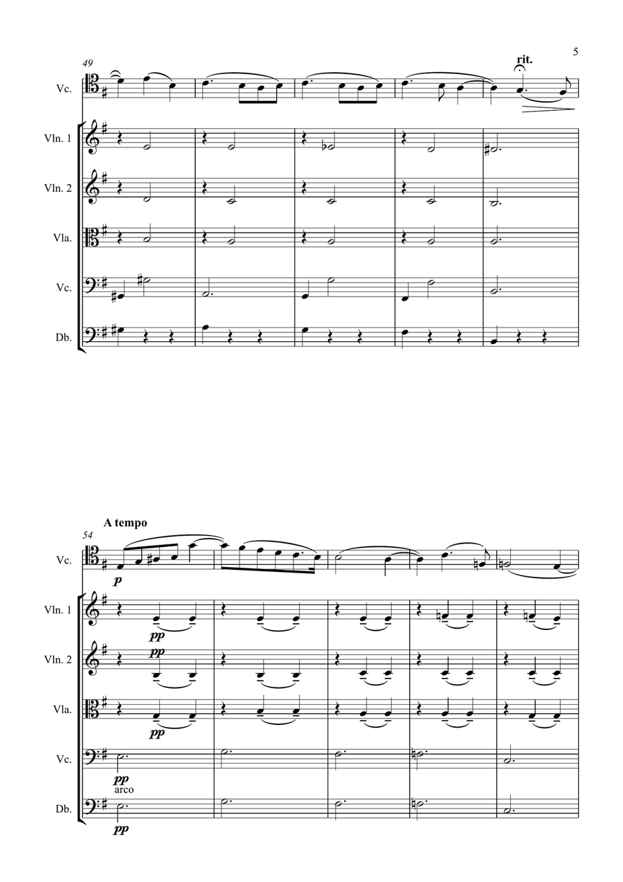 Tchaikovsky Valse Sentimentale Op. 51 No. 6 for Cello and String Orchestra String Orchestra scores gallery preview page 6