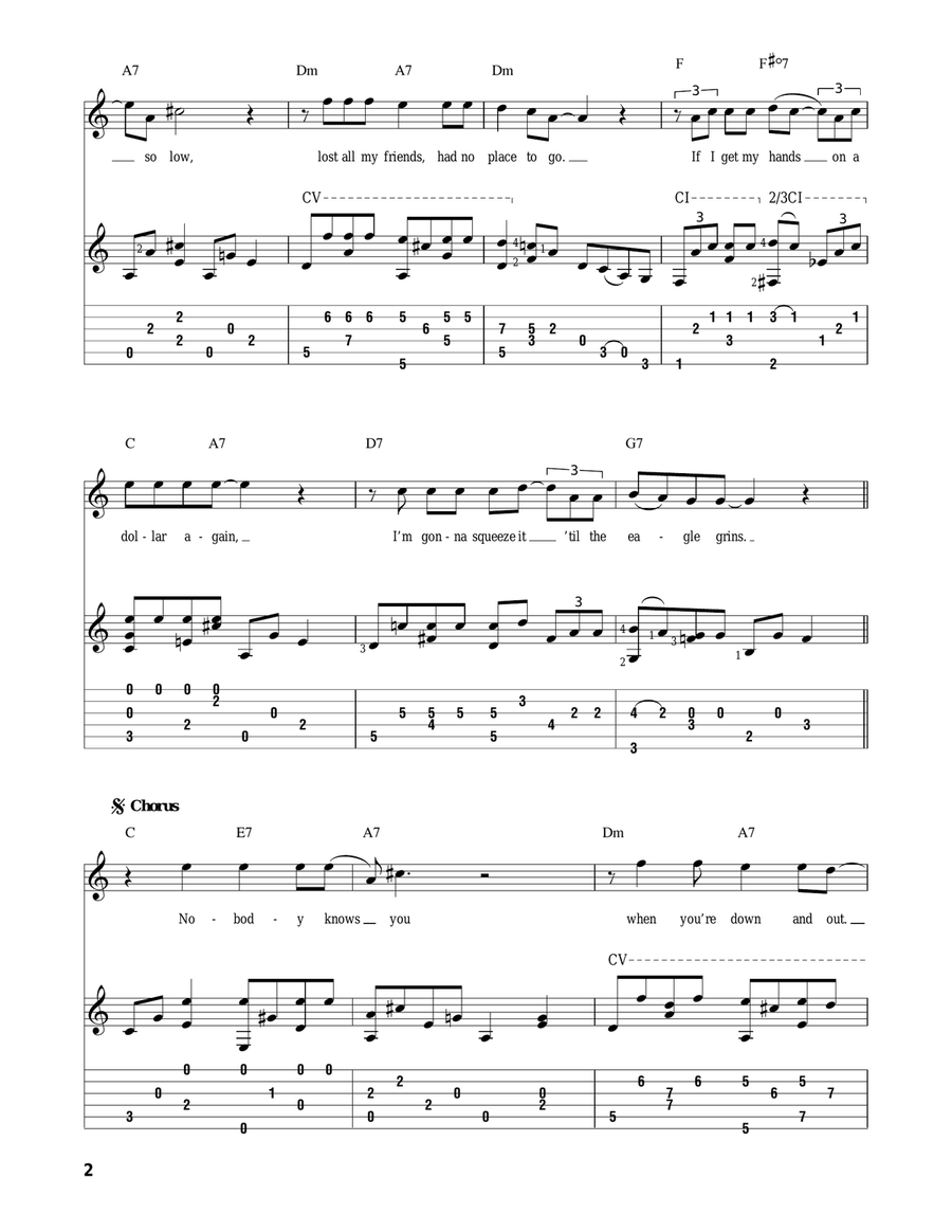 Nobody Knows You When You're Down And Out Acoustic Guitar scores gallery preview page 2