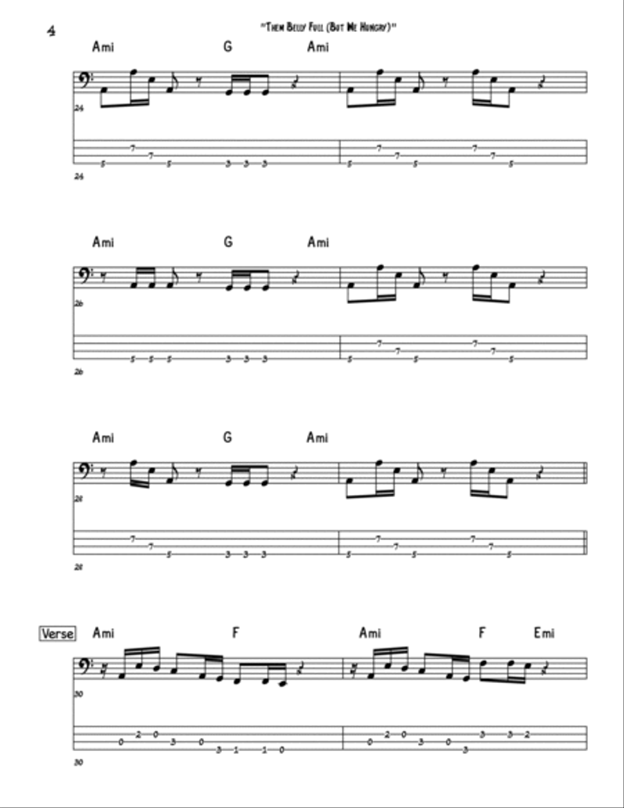 Them Belly Full (but We Hungry) Bass Guitar scores gallery preview page 4