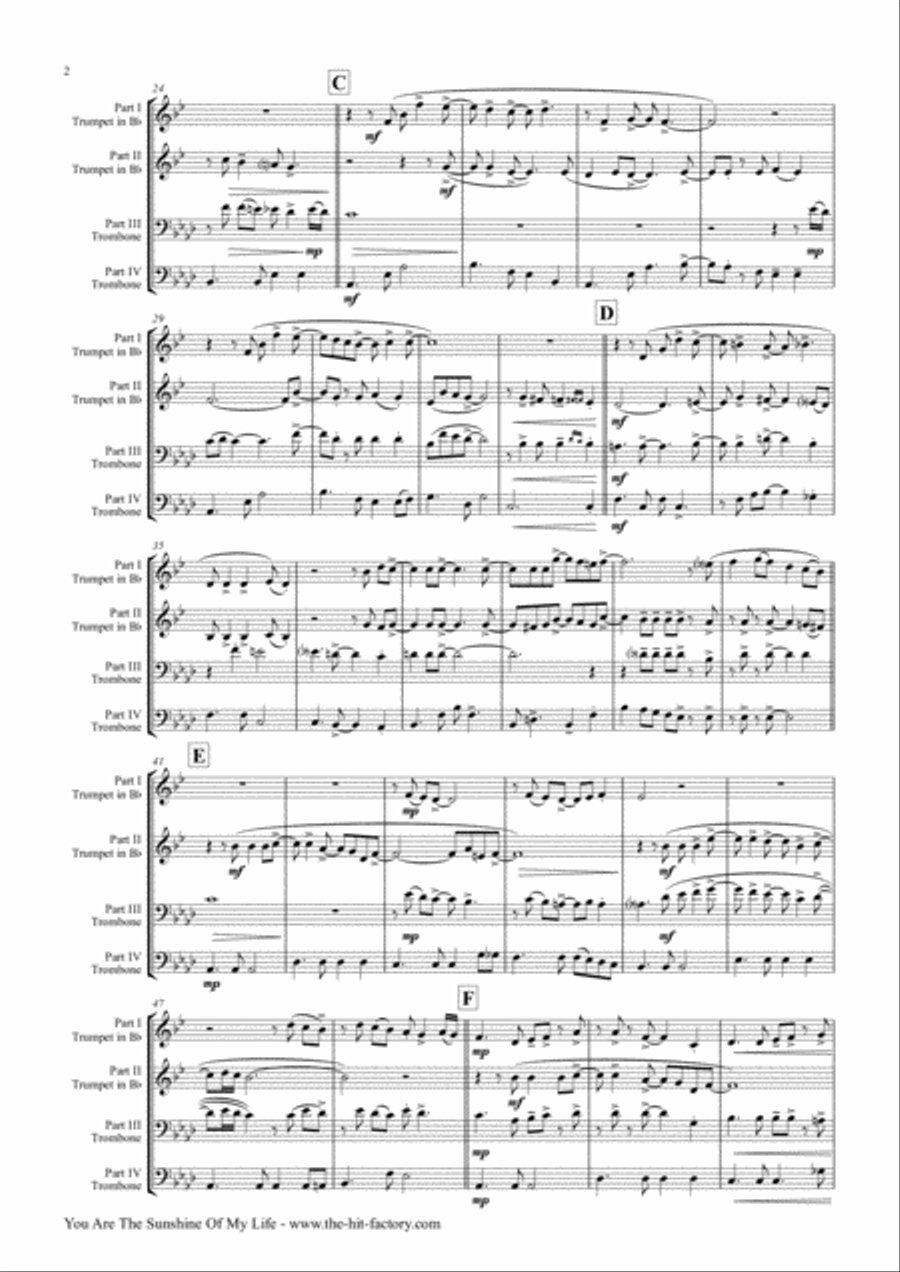 You Are The Sunshine Of My Life Euphonium scores gallery preview page 2