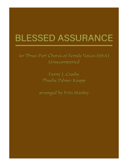 Blessed Assurance - SSA A Cappella image number null