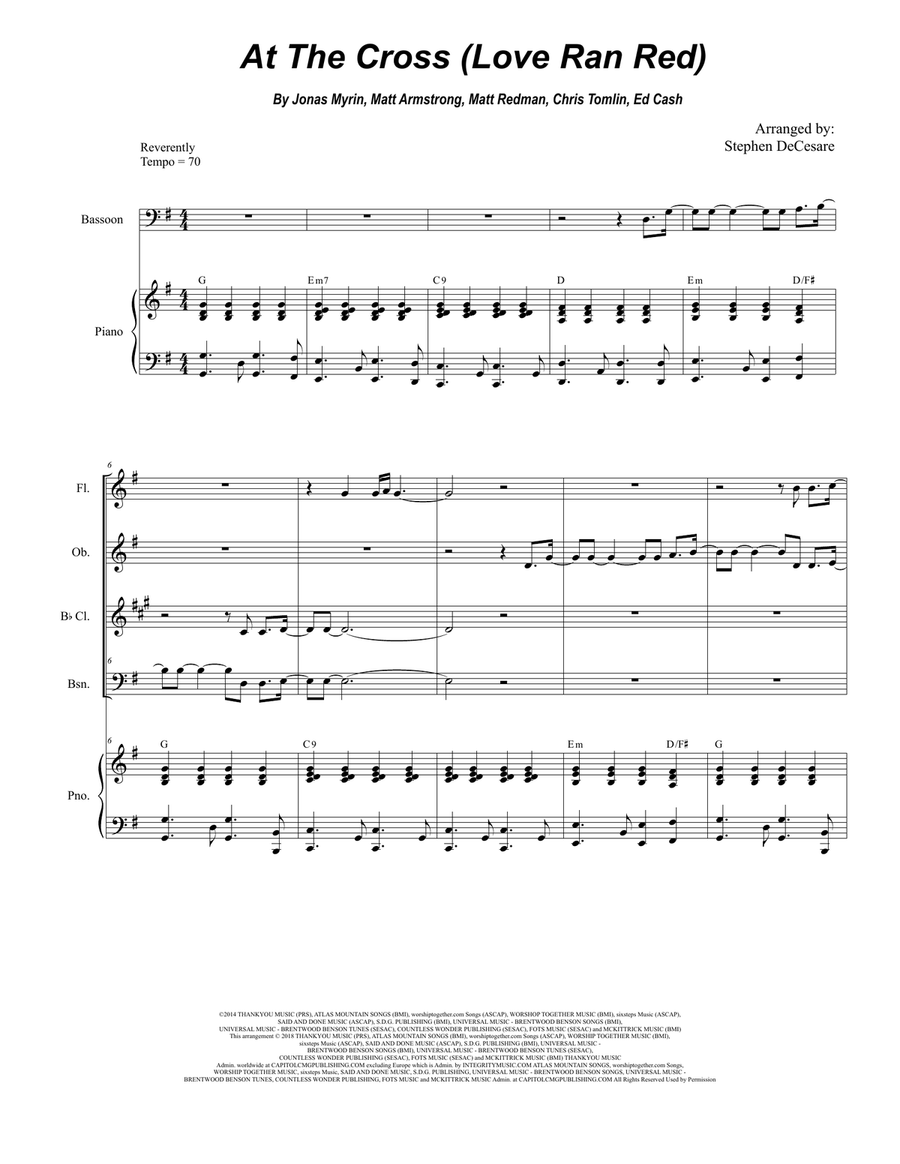 At The Cross (love Ran Red) Woodwind Quartet scores gallery preview page 1