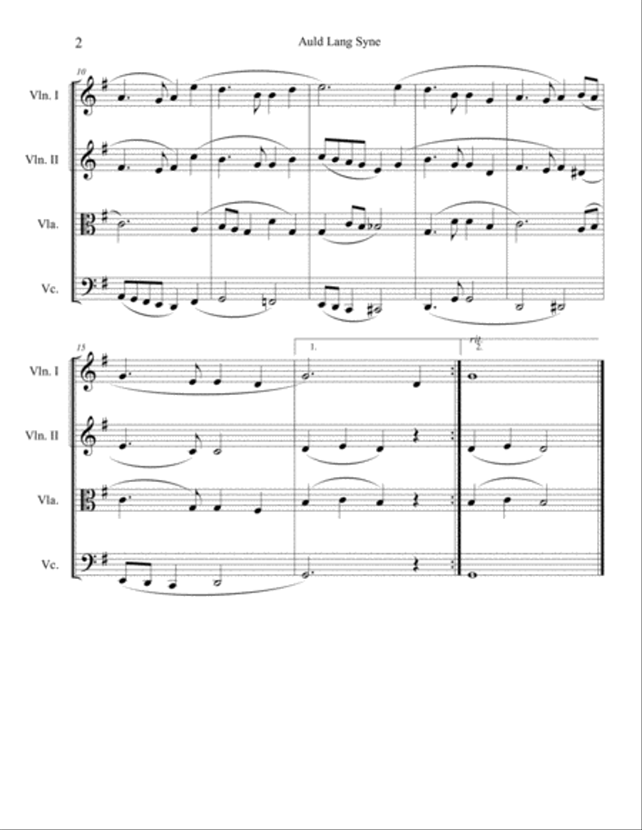 Auld Lang Syne for String Quartet String Quartet scores gallery preview page 2