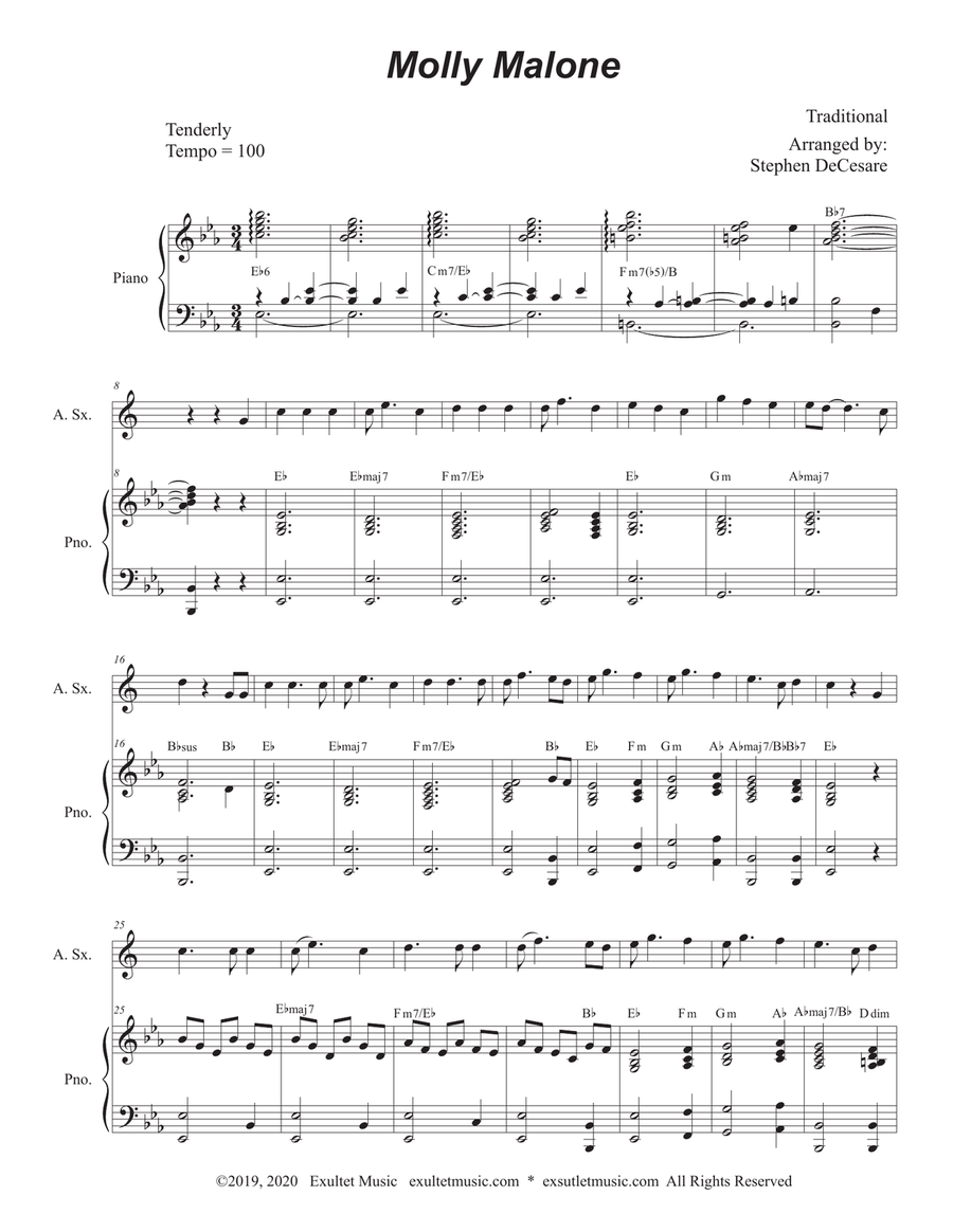 Molly Malone (Alto Saxophone and Piano) Alto Saxophone scores gallery preview page 2