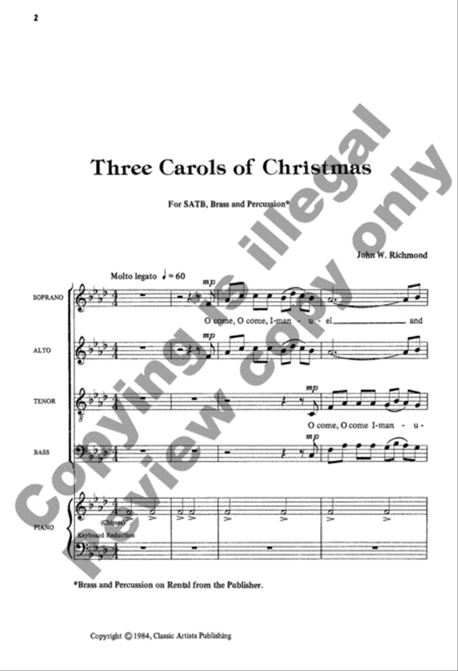 Three Carols of Christmas 4-Part scores gallery preview page 3