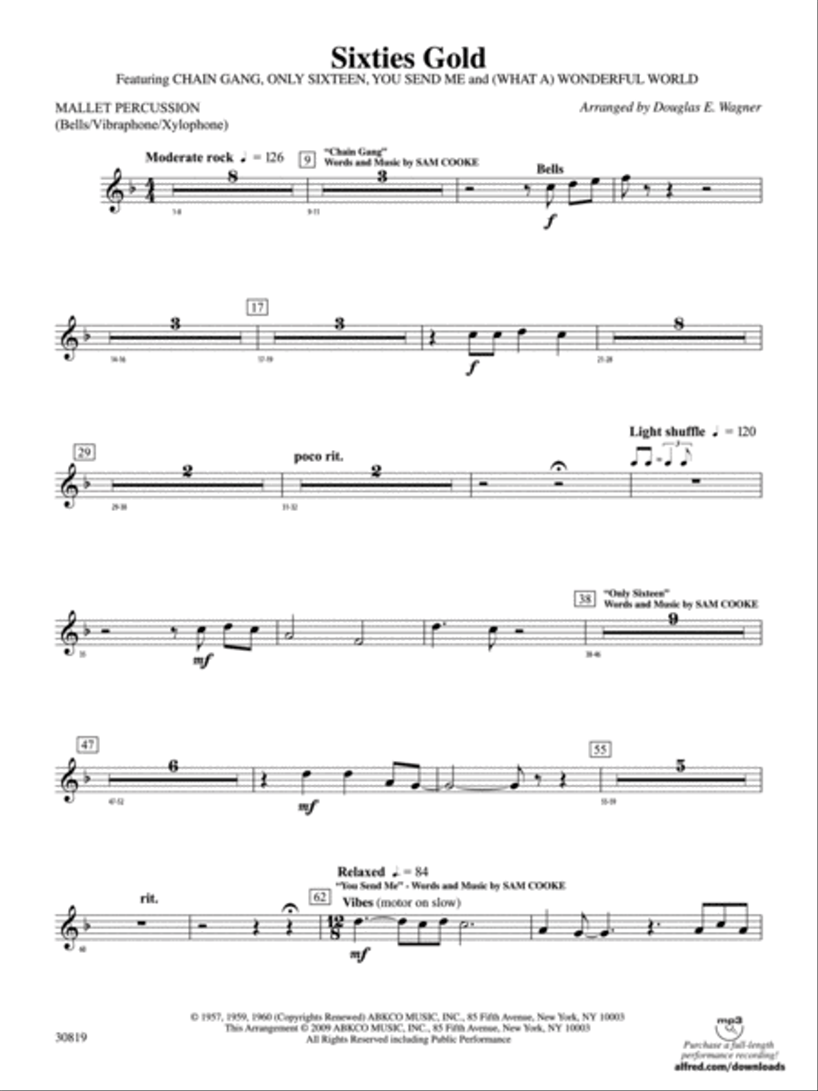 Sixties Gold: Mallets Concert Band scores gallery preview page 1