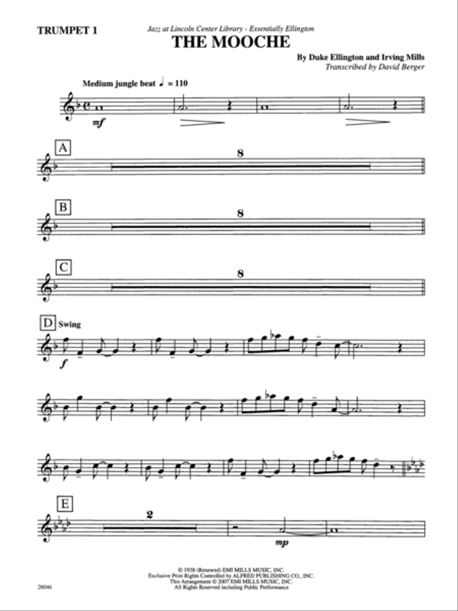 The Mooche: 1st B-flat Trumpet Jazz Ensemble scores gallery preview page 1