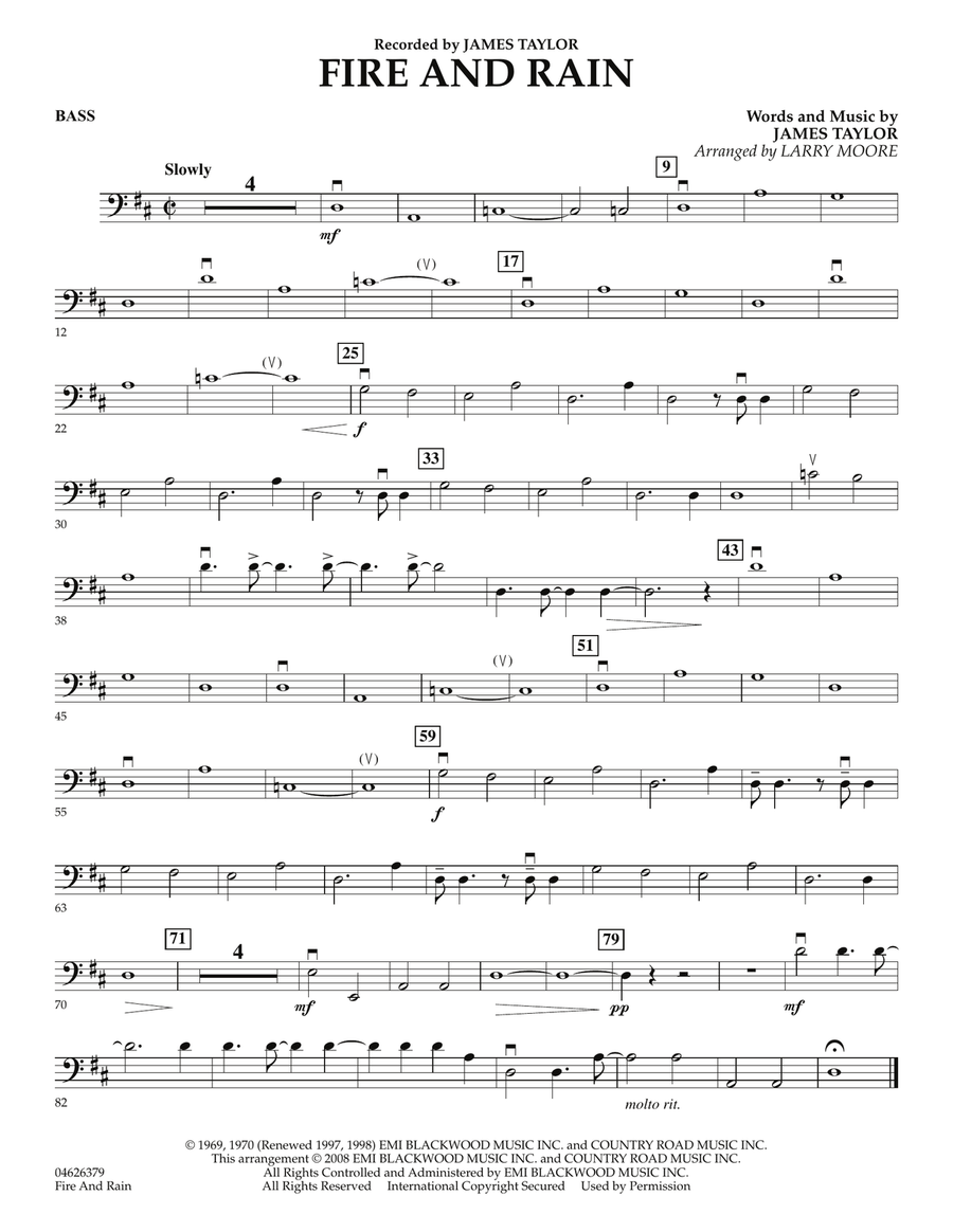 Fire and Rain - Bass Fire and Rain - Bass Orchestra scores gallery preview page 1