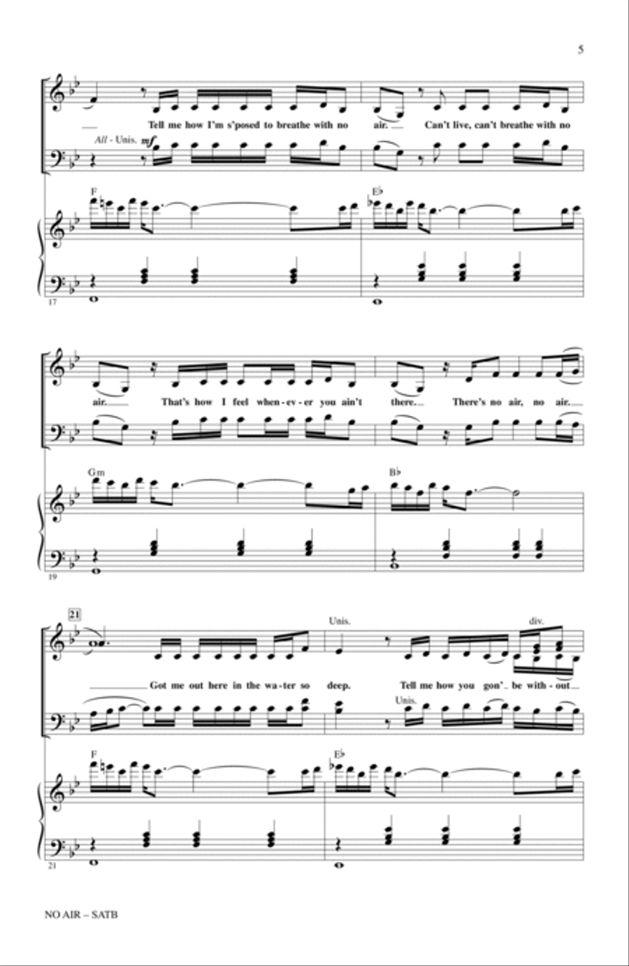 No Air (from Glee) (adapt. Alan Billingsley) 4-Part scores gallery preview page 4