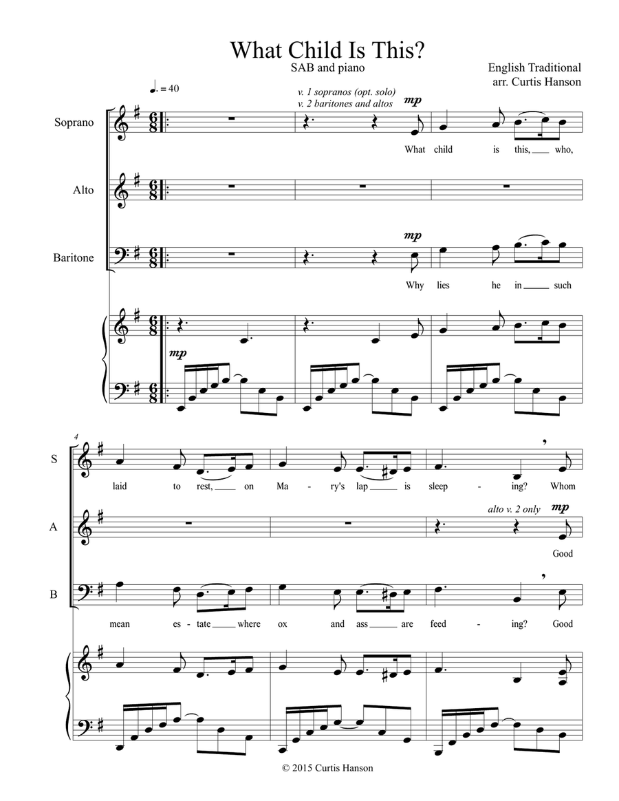 What Child Is This? (SAB) 3-Part scores gallery preview page 1