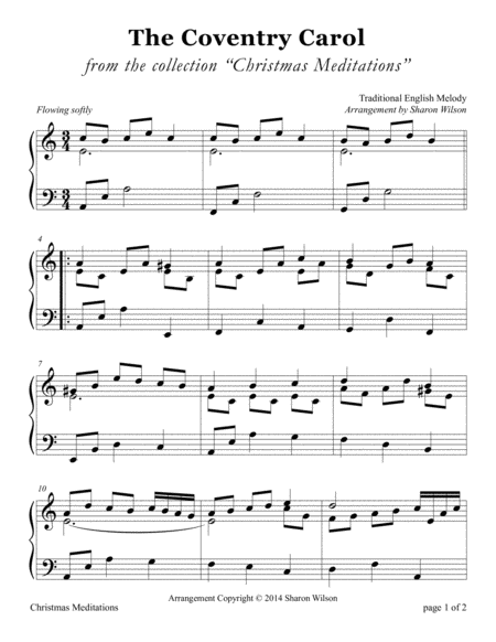 The Coventry Carol (LARGE PRINT Piano Solo) image number null