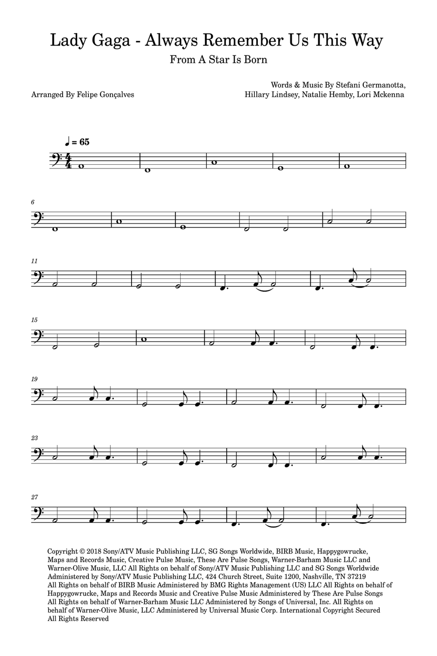 Always Remember Us This Way Acoustic Guitar scores gallery preview page 1