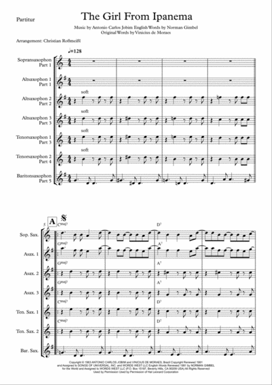 The Girl From Ipanema (Garota De Ipanema) Woodwind Quintet scores gallery preview page 2