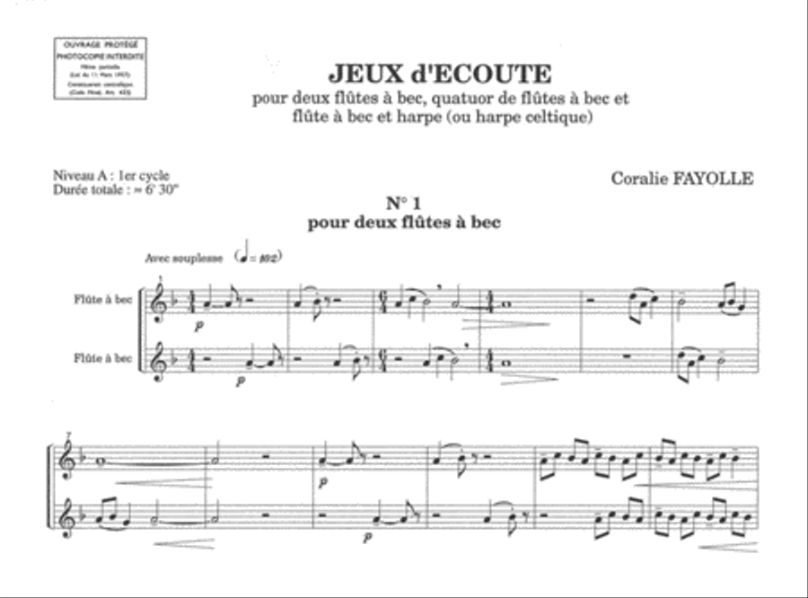 Jeux d'ecoute Recorder scores gallery preview page 2