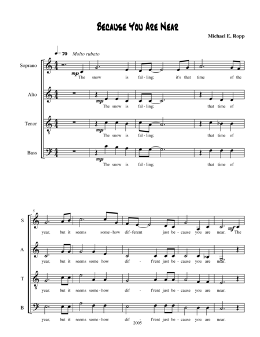 Because You Are Near 4-Part scores gallery preview page 1