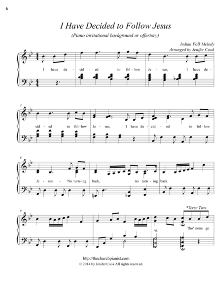 I Have Decided to Follow Jesus Piano Solo scores gallery preview page 1