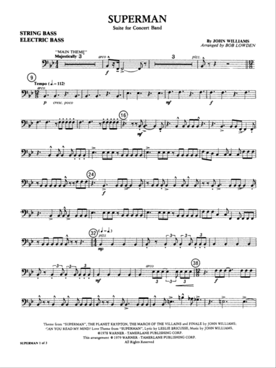 Superman: String Bass Concert Band scores gallery preview page 1
